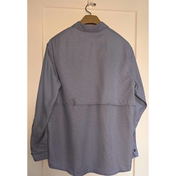 Cabelas Mens Button‎ Down Shirt Blue White Houndstooth Long Sleeve Pockets M - Picture 4 of 8